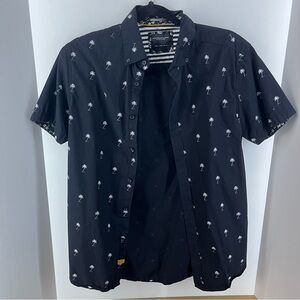 Denim & Flower Ricky Singh Short Sleeve Button Down Shirt Men's Small Black